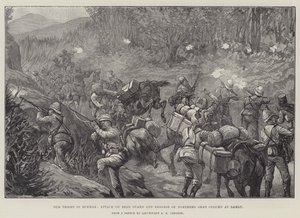 Onze troepen in Birma, aanval op de achterhoede en bagage van de noordelijke Shan-kolom bij Namlu door Johann Nepomuk Schonberg